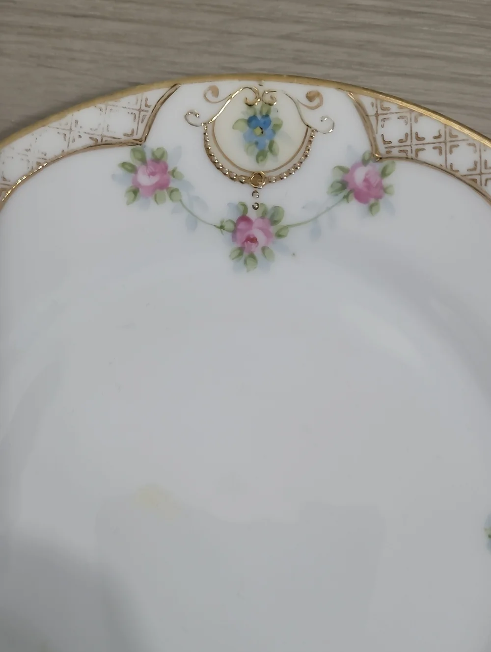 Vintage Nippon Hand Painted Floral Small Plates Set of 2 Gold Grandma Delicate
